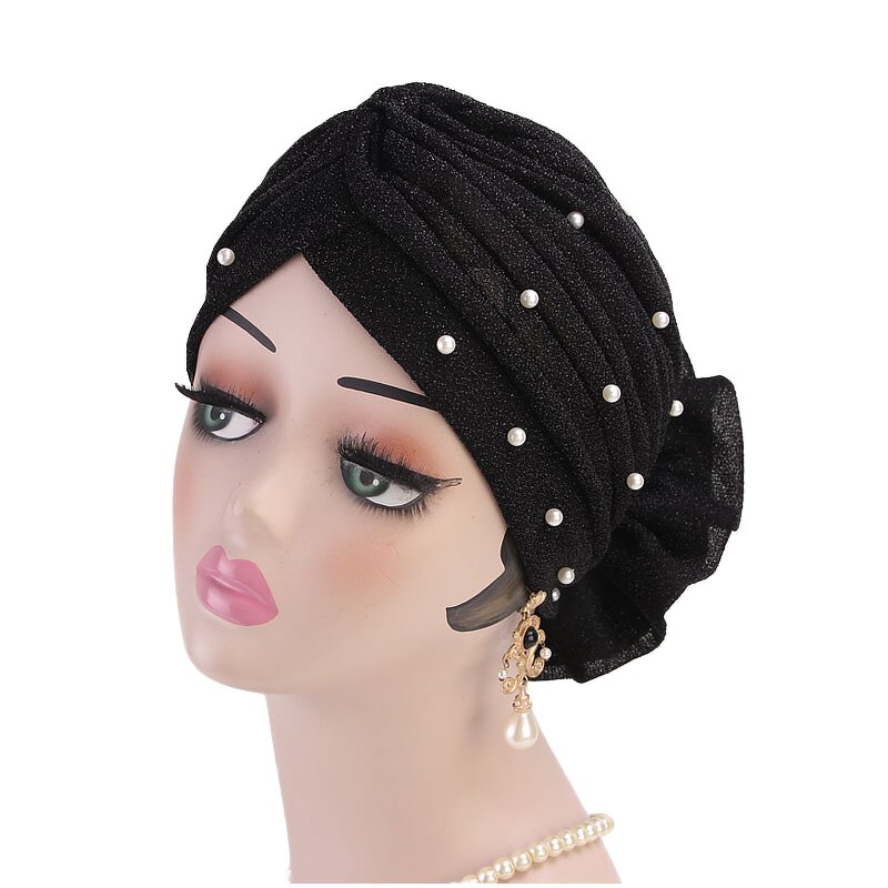 Turban Head Warp Supplier - 3D Flower Beaded Mesh Designer Headbands for Women