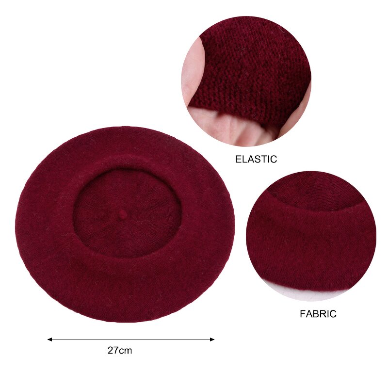 Wool Berets Supplier - Women French Artist Style Retro Plain Beret Winter