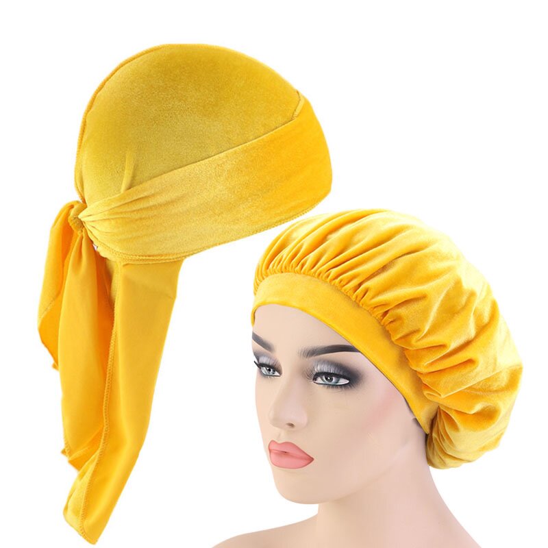 Durags Manufacturer - Hot Sale 2pcs/Set Velvet Men Sleep Caps and Bonnets