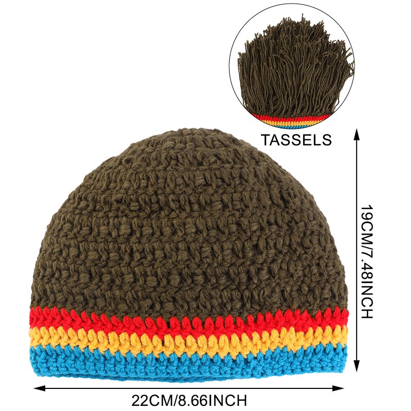 Wig Beard Hats Manufacturer - Unisex Funny Knitted Retro Hippie with Dreadlocks