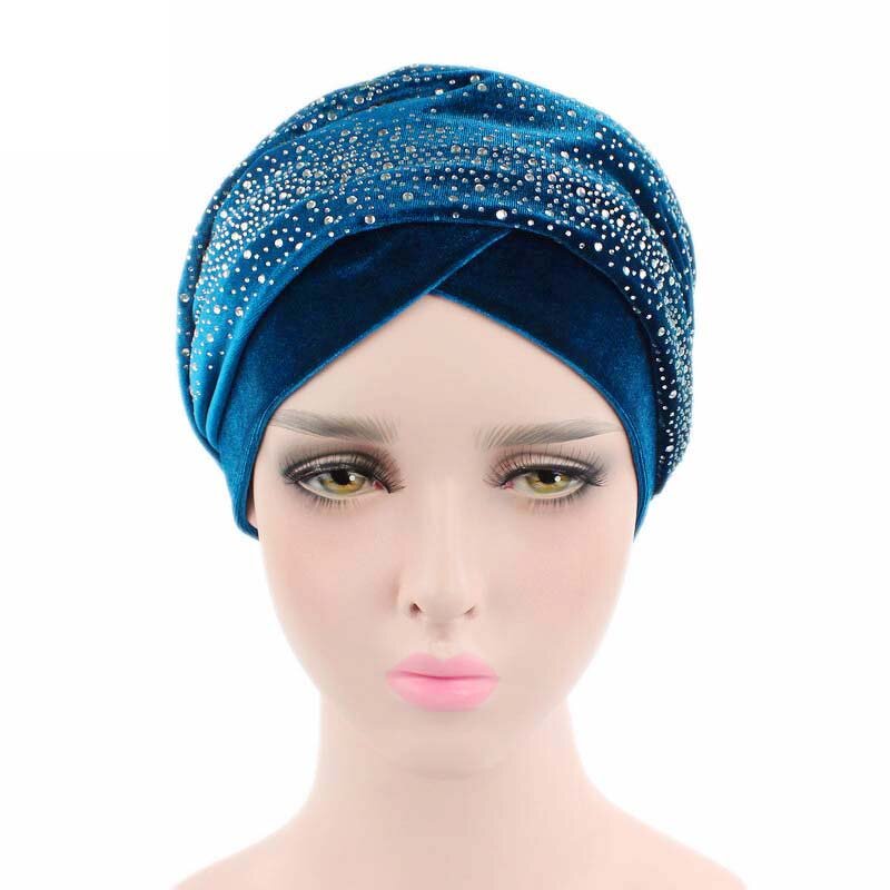 Turban Caps Manufacturer - Rhinestone Velvet African Wrap Headscarf Chemo