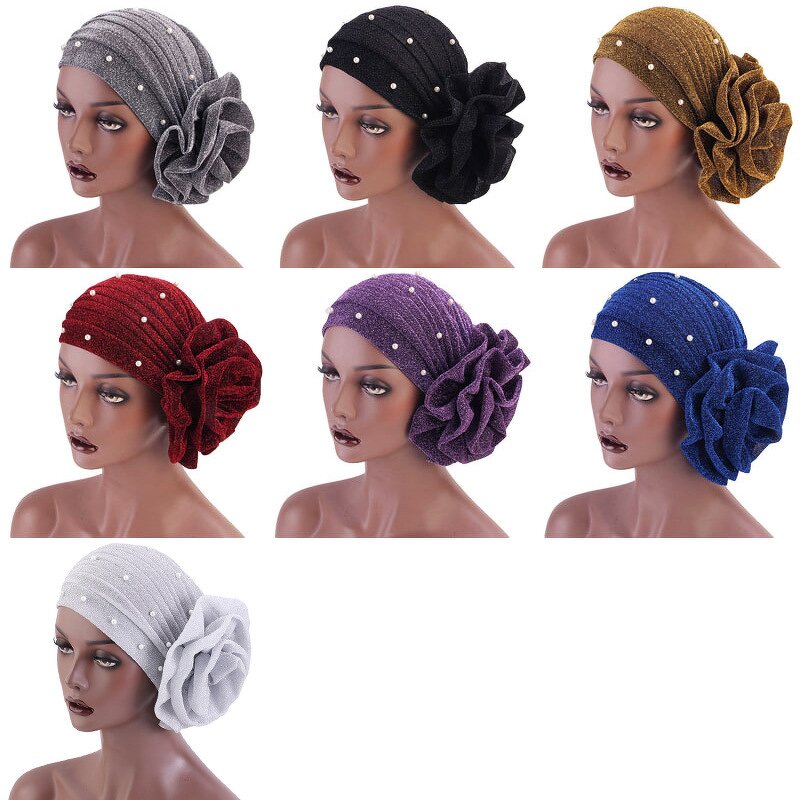 Turban Head Warp Supplier - 3D Flower Beaded Mesh Designer Headbands for Women