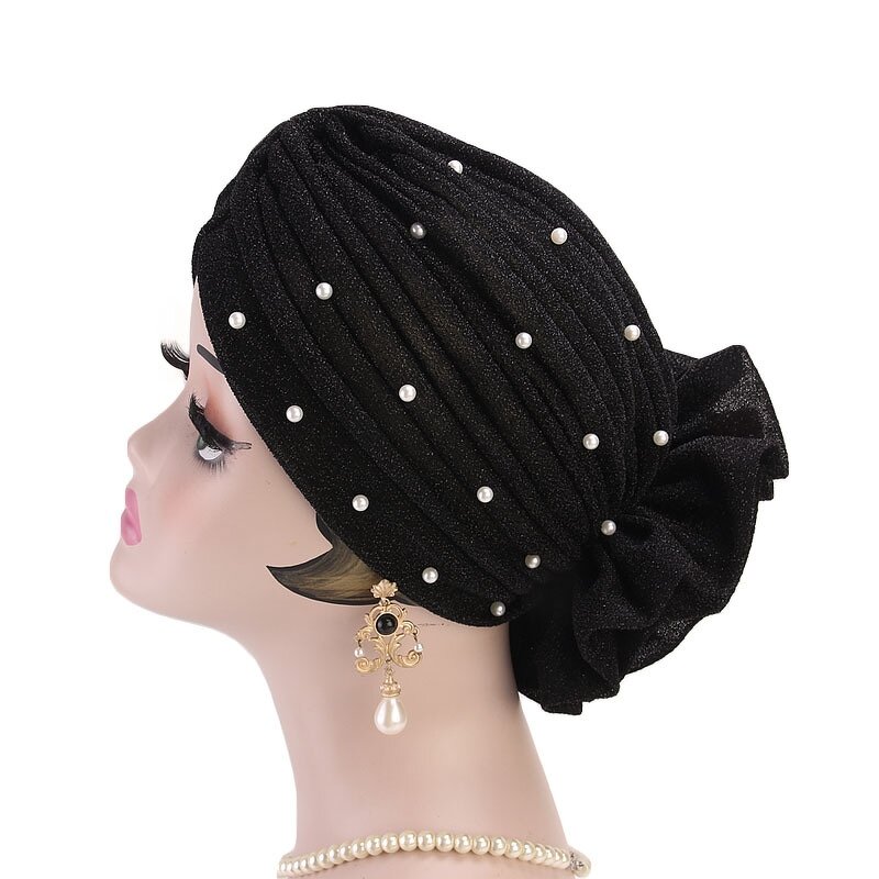 Turban Head Warp Supplier - 3D Flower Beaded Mesh Designer Headbands for Women