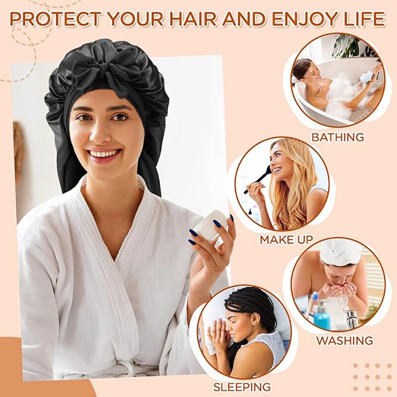 Satin Bonnets Manufacturer - High Quality Custom Logo Long Size Adjustable Tie