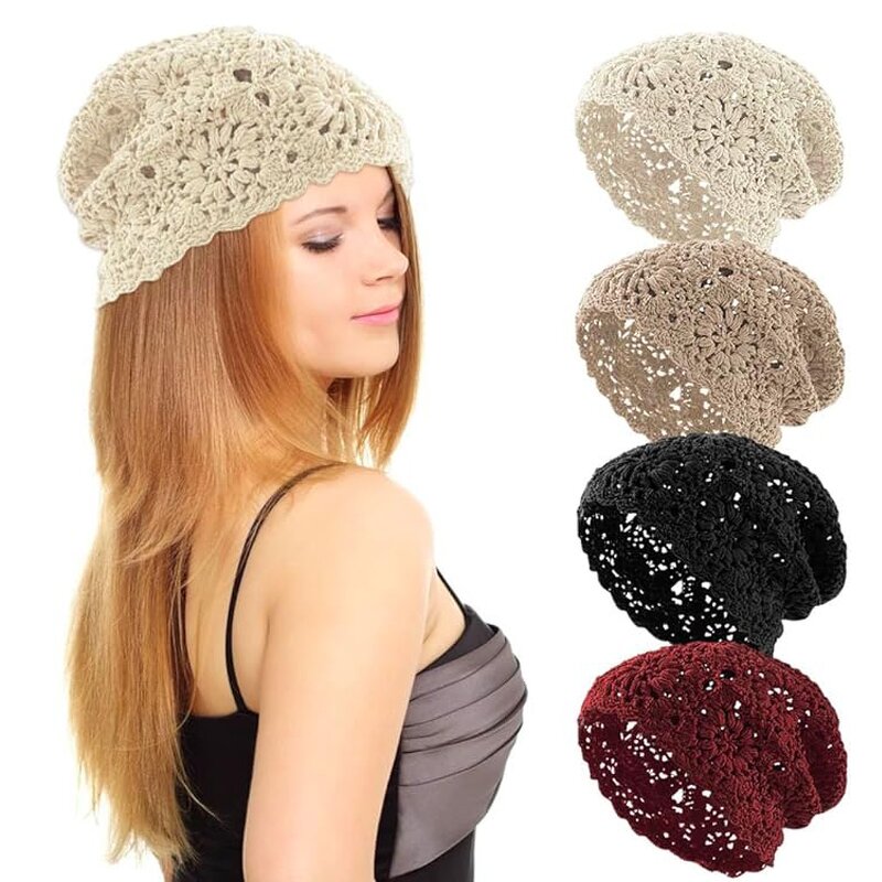 Crochet Slouchy Beanie Manufacturer - Women Cotton Handmade Knit Cutout Summer