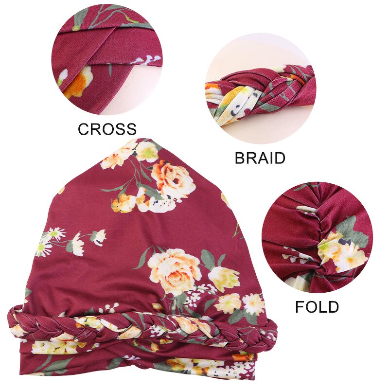 Head Wrap Supplier - Luxury Ethnic Bohemia Floral Printing Handmade Braid