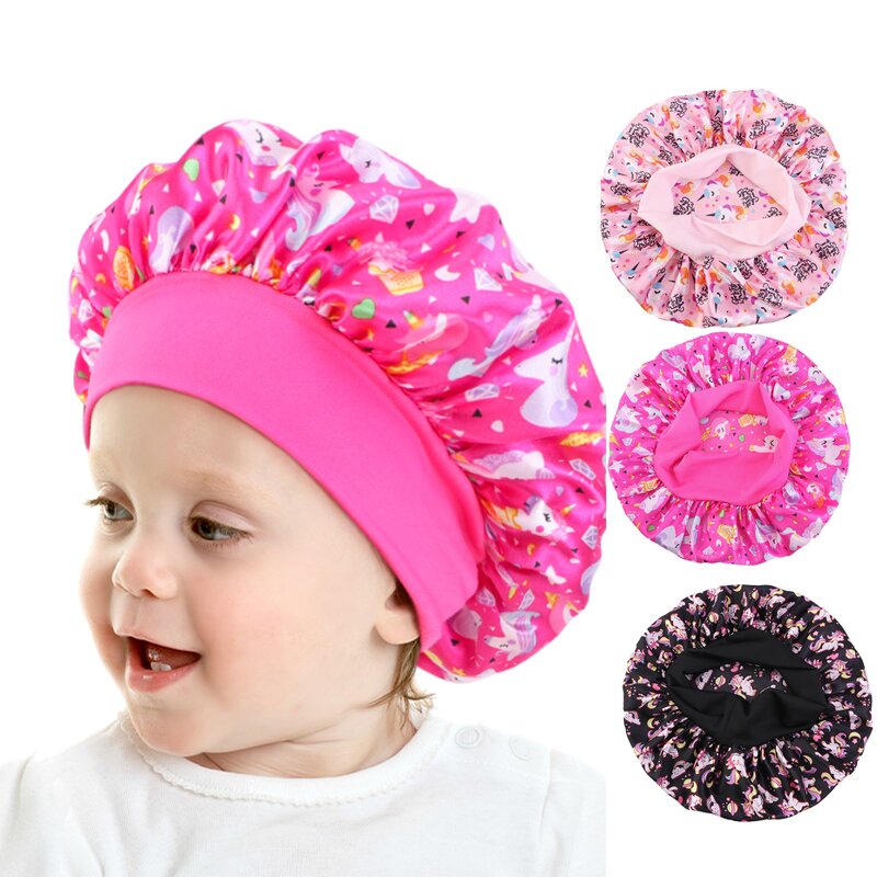 Satin Bonnets Factory - Cute Color Printing Wide-brimmed Sleeping Hat Night