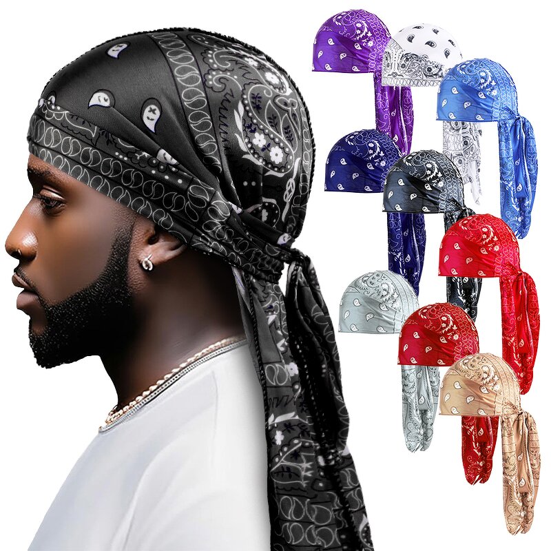 Head Wraps Manufacturer - Custom Printed Paisley Extra Long-Tail Doo Rag