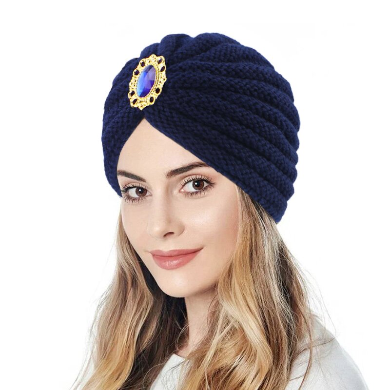 Winter Women Beanie Manufacturer - Diamond Knitted Turban Head Wrap Warm