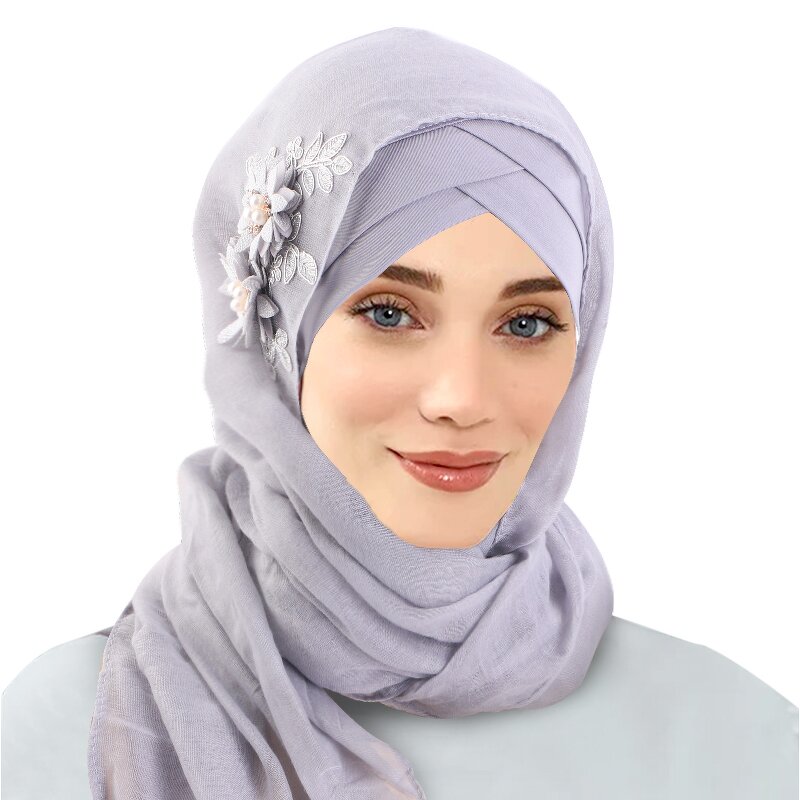 Muslim Hats Supplier - Luxury with Flower Accessories Ethnic Breathable Cotton