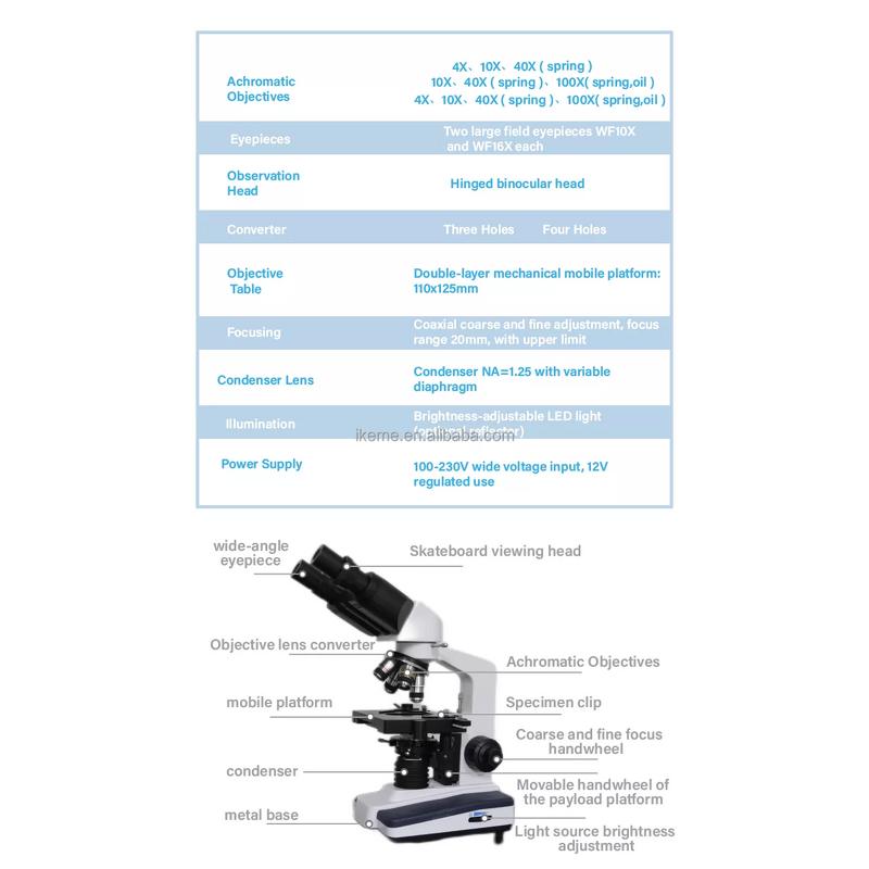 LED Microscope Factory - OEM/ODM IKEME Lab XSP-2CA Electronic Biological 2 Head Binocular