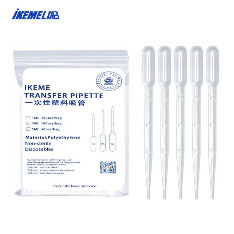 Pasteur Pipette Factory - OEM/ODM 1-5ml Transparent Graduated Plastic Transfer 3ml Disposable