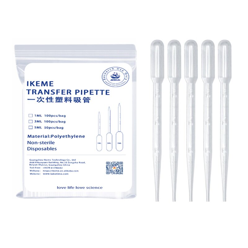 Pasteur Pipette Factory - OEM/ODM 1-5ml Transparent Graduated Plastic Transfer 3ml Disposable