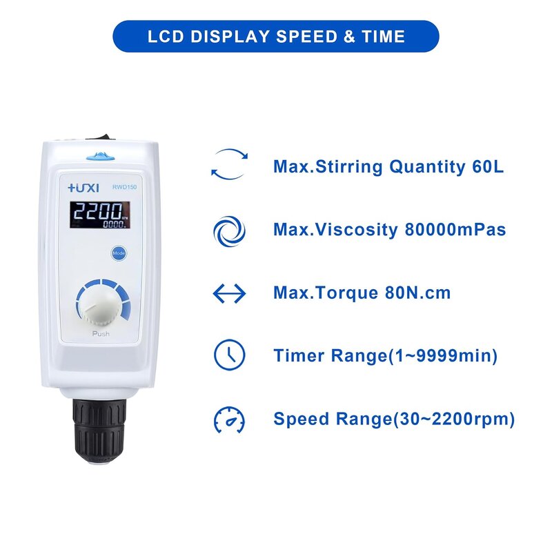 Digital Electric Agitator Manufacturer - OEM/ODM IKEME 20-60l Led Mixer Overhead Paint Shampoo