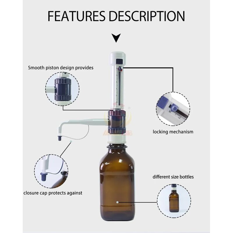 Lab Dispenser Manufacturer - OEM/ODM IKEME Laboratory Bottle Top 0.5-50ml Pipette Liquid Handling