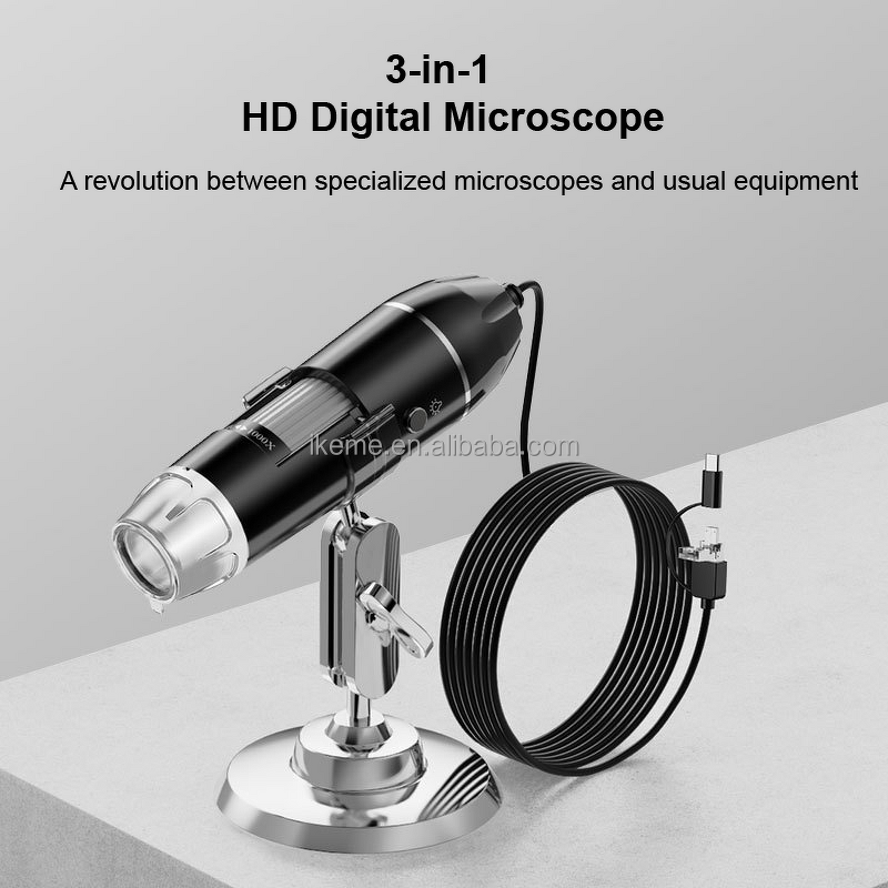 USB Digital Microscope Manufacturer - OEM/ODM IKEME Cheap 3 in 1 Type-c Portable Electronic LED