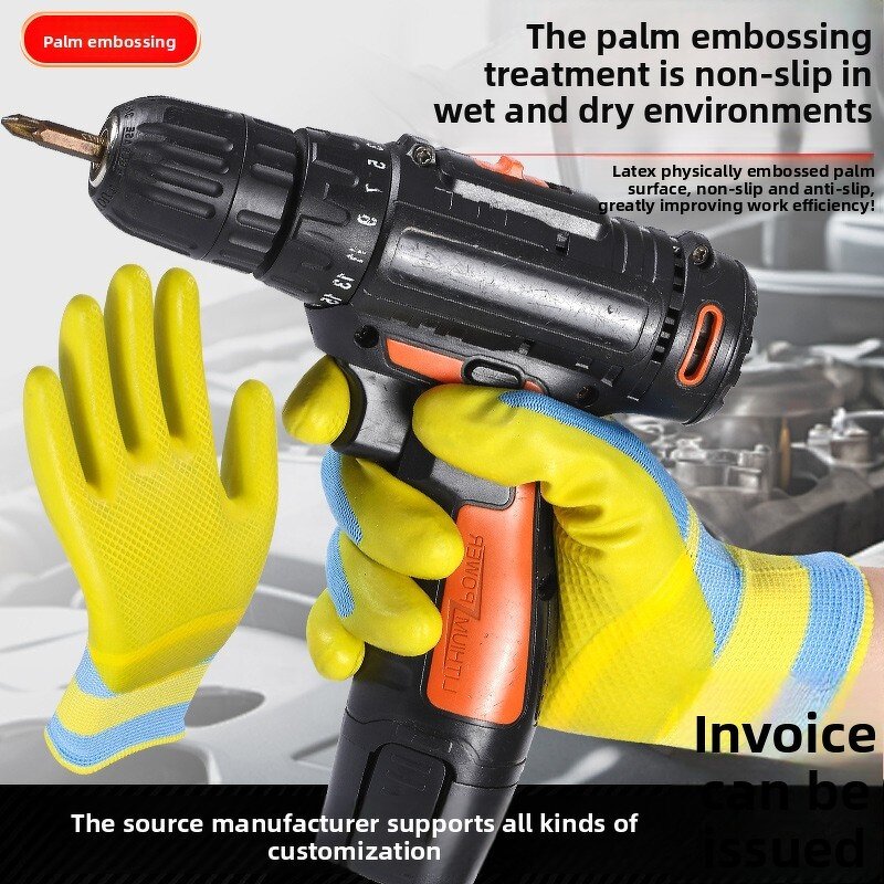 Work Gloves Supplier - High Quality Customizable Latex Coated Construction Site