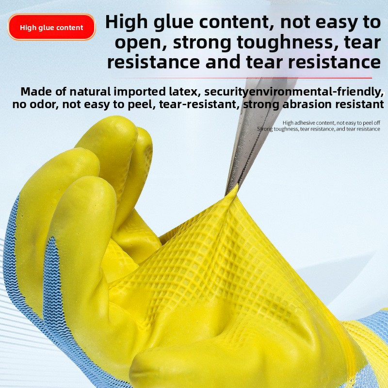Safety Gloves Supplier - High Quality Yellow Thick Latex Coated Waterproof Oil