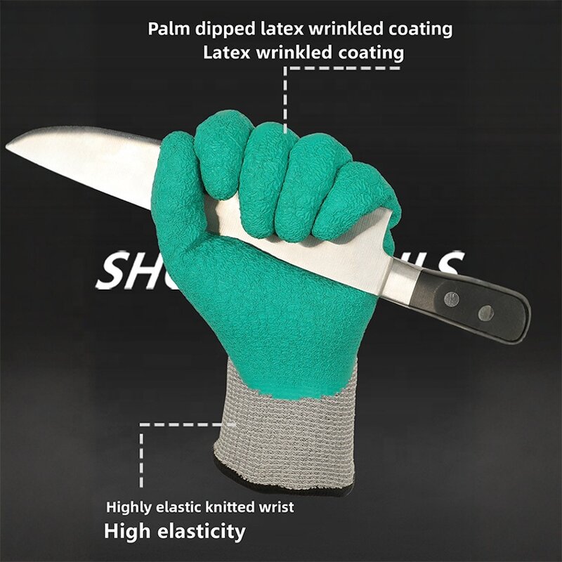 Cut-Proof Gloves Supplier - Wholesale Original with Wrinkle Latex Coating Grade 5