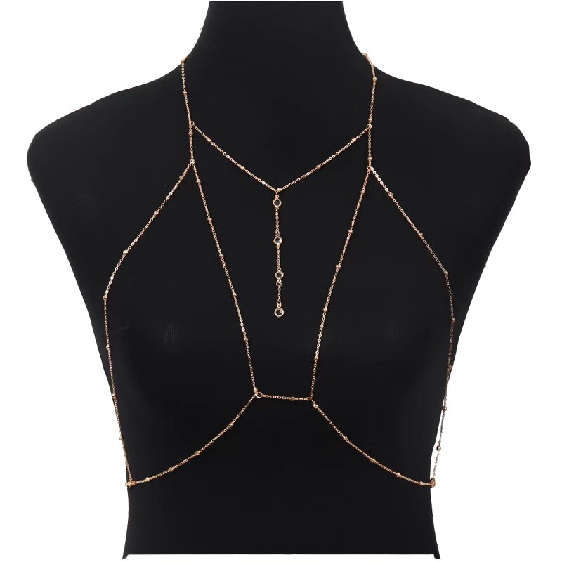 Body Chain Necklace Factory - OEM/ODM Luxury Crystal Rhinestone Hot Selling 18K Gold Plated