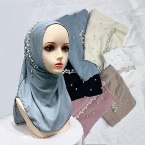Nail Bead Headscarf Manufacturer - OEM/ODM 2025 New Shawl Elastic Solid Color Ethnic Pullover