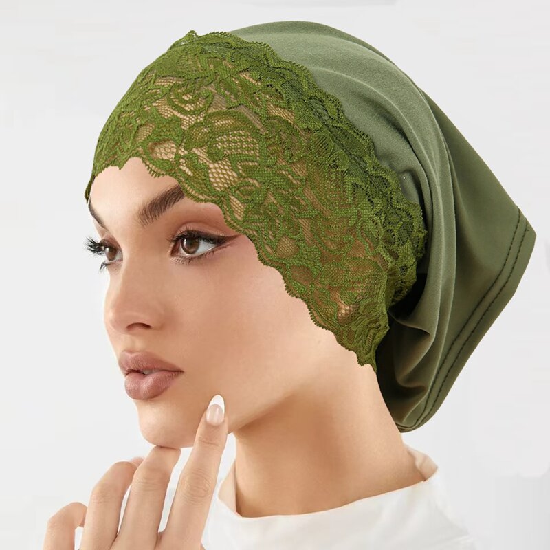 Pullover Hat Factory - OEM/ODM New Malaysian Women Muslim Solid Color Simple Lace Tube