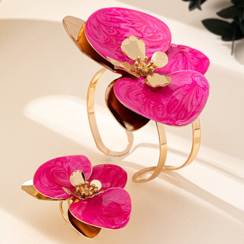 Bangle Bracelet Set Factory - OEM/ODM Fashion Summer Party Exaggerated Oil Dripping Flower
