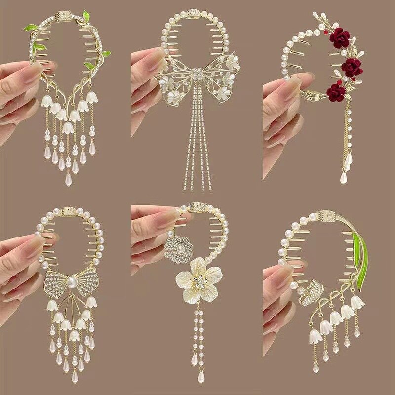 Hair Claw Manufacturer - OEM/ODM Alloy Women Elegant Crystal Rhinestone Flower Ponytail Button