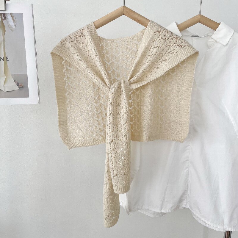 Hollowed Out Shawl Factory - OEM/ODM New Knitted Women Korean Versatile Solid Color Knotted