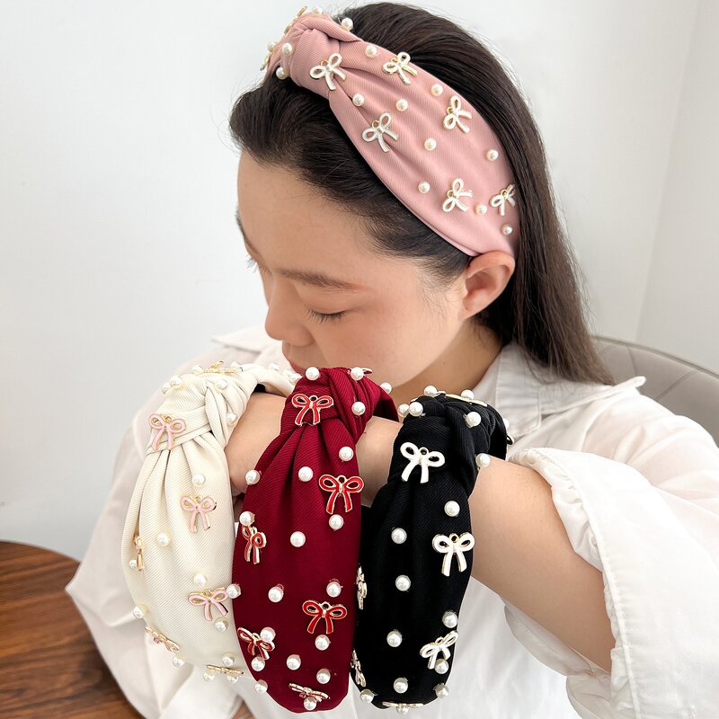 Hair Accessories Factory - OEM/ODM European American Sweet Simple Nail Bead Bow Headband