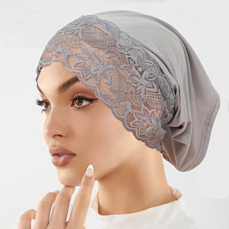 Pullover Hat Factory - OEM/ODM New Malaysian Women Muslim Solid Color Simple Lace Tube