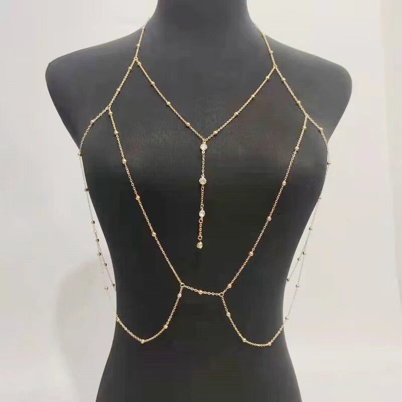 Body Chain Necklace Factory - OEM/ODM Luxury Crystal Rhinestone Hot Selling 18K Gold Plated