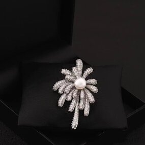 Luxury Brooch Factory - OEM/ODM 2026 Light Fireworks Retro Zircon Pearl Artistic Style