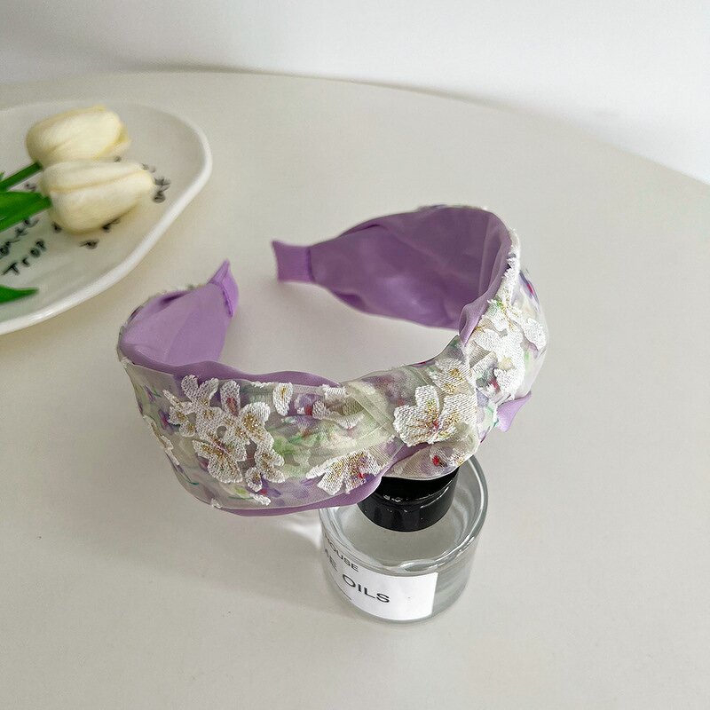 Headband Manufacturer - OEM/ODM Korean Version Mesh Printed Cross Knotted Simple Wide Edge