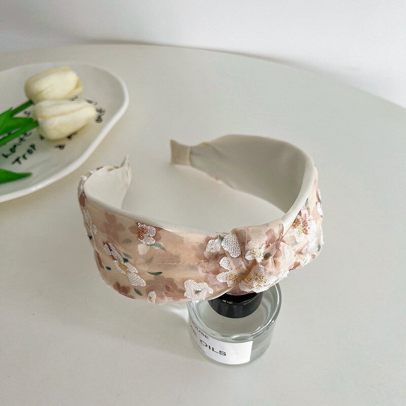 Headband Manufacturer - OEM/ODM Korean Version Mesh Printed Cross Knotted Simple Wide Edge