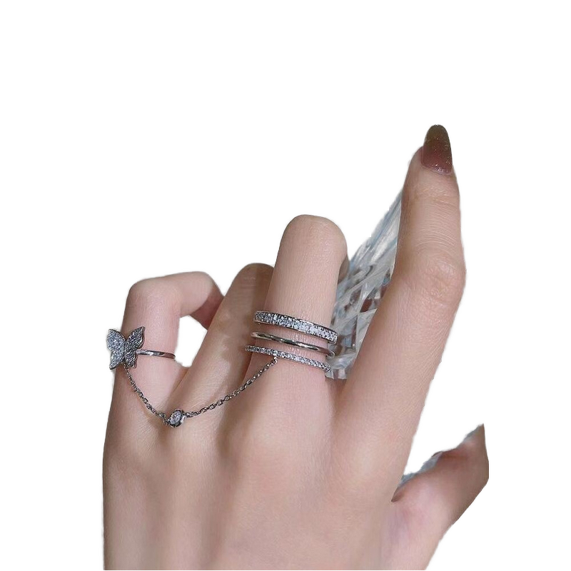 Diamond Ring Factory - OEM/ODM Women's Fashionable butterfly Tassel Niche Design Super Ins Sparkling