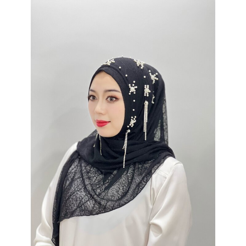 Headscarf Factory - OEM/ODM 2025 New Fashionable Women Tassel Solid Color Nail Bead Flower