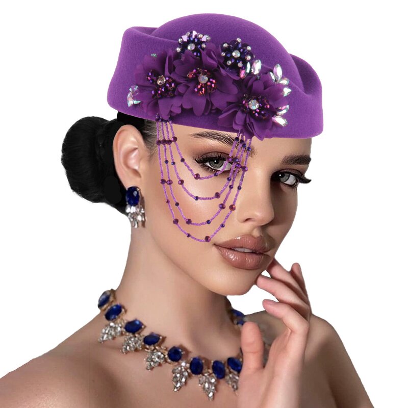 Soft Beret Manufacturer - OEM/ODM European American Retro British Felt Rhinestone Tassel