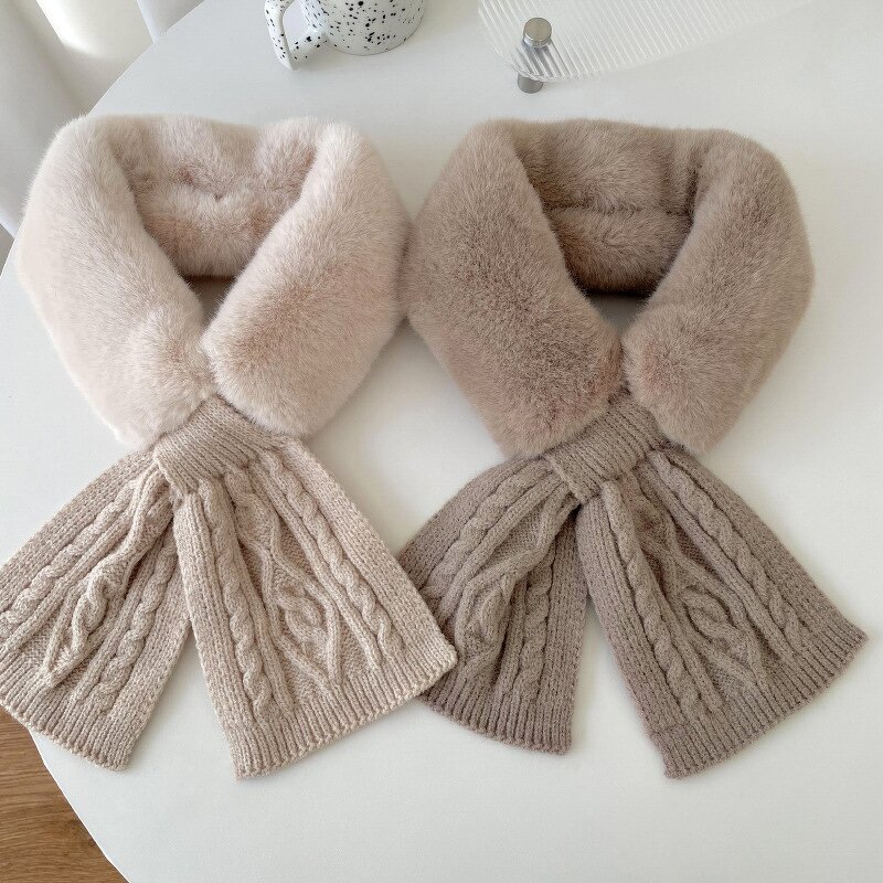 Knitted Scarf Factory - OEM/ODM Women's Warm Cross for Autumn Winter Korean Plush Collar