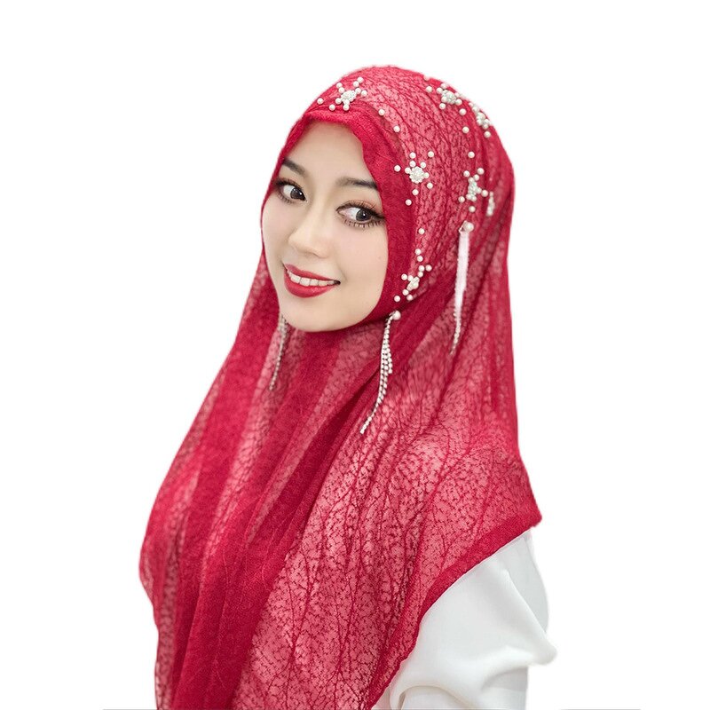 Headscarf Factory - OEM/ODM 2025 New Fashionable Women Tassel Solid Color Nail Bead Flower
