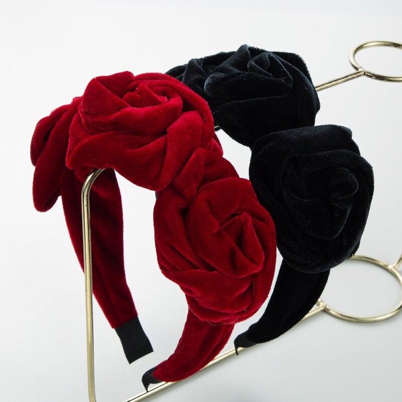 Headband Manufacturer - OEM/ODM Creative Korean Multi-Layered Velvet Floral Large Flower