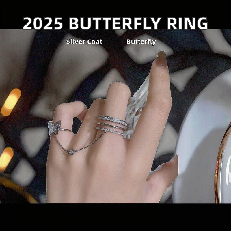 Diamond Ring Factory - OEM/ODM Women's Fashionable butterfly Tassel Niche Design Super Ins Sparkling