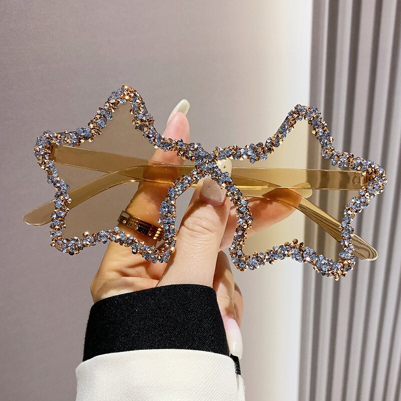 Pentagram Sunglasses Manufacturer - OEM/ODM New European American Diamond studded Frameless for Women