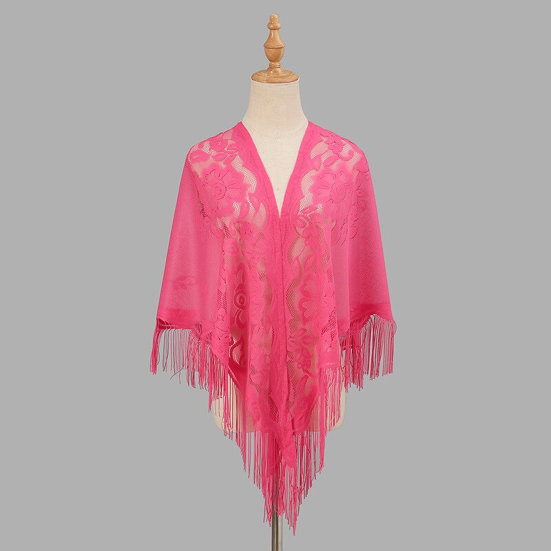 Triangle Shawl Manufacturer - OEM/ODM Women's New Summer Polyester Tassel Fashionable Monochrome