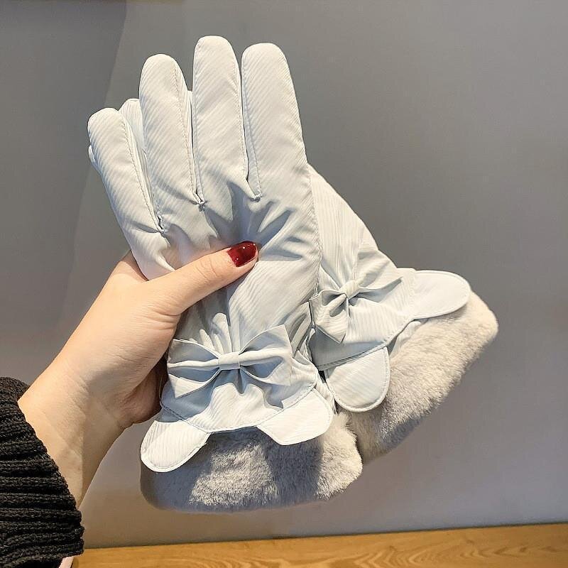 Winter Gloves Factory - OEM/ODM Wholesale Ladies Warm Plush Lining with Bow for Cycling