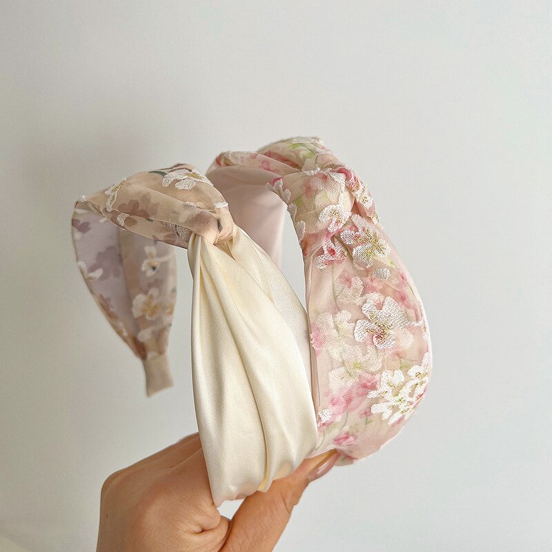 Headband Manufacturer - OEM/ODM Korean Version Mesh Printed Cross Knotted Simple Wide Edge