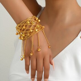Bracelet Manufacturer - OEM/ODM European American Gold Retro Bell Indian Dance Wristband