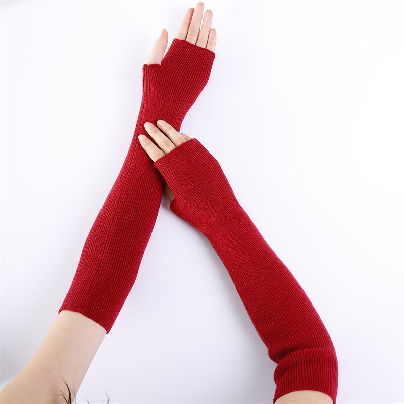 Long Arm Gloves Manufacturer - OEM/ODM High Quality Soft Solid Color Winter Knitted for Cycling