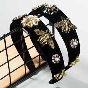 Hairband Factory - OEM/ODM Hot Sell Baroque Rhinestone Pearl Velvet Women Fashion