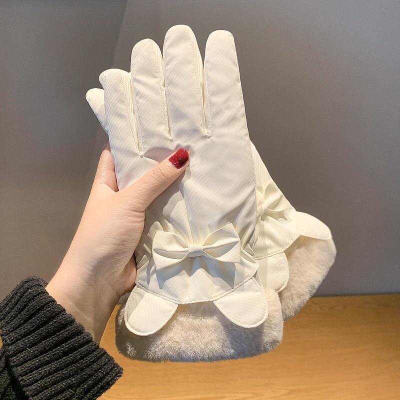 Winter Gloves Factory - OEM/ODM Wholesale Ladies Warm Plush Lining with Bow for Cycling